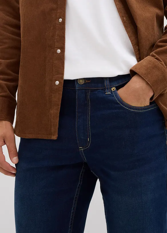 Jeans termici elasticizzati con fodera in jersey morbido e cinta comoda regular fit, straight, bonprix