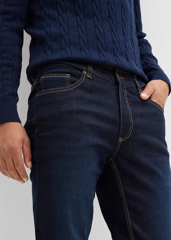 Jeans termici elasticizzati con fodera in jersey morbido e cinta comoda regular fit, straight, bonprix