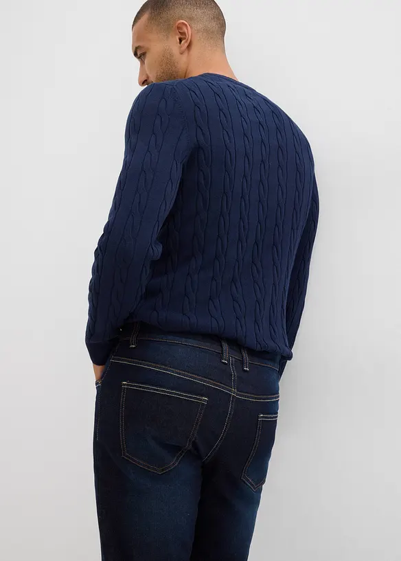 Jeans termici elasticizzati con fodera in jersey morbido e cinta comoda regular fit, straight, bonprix