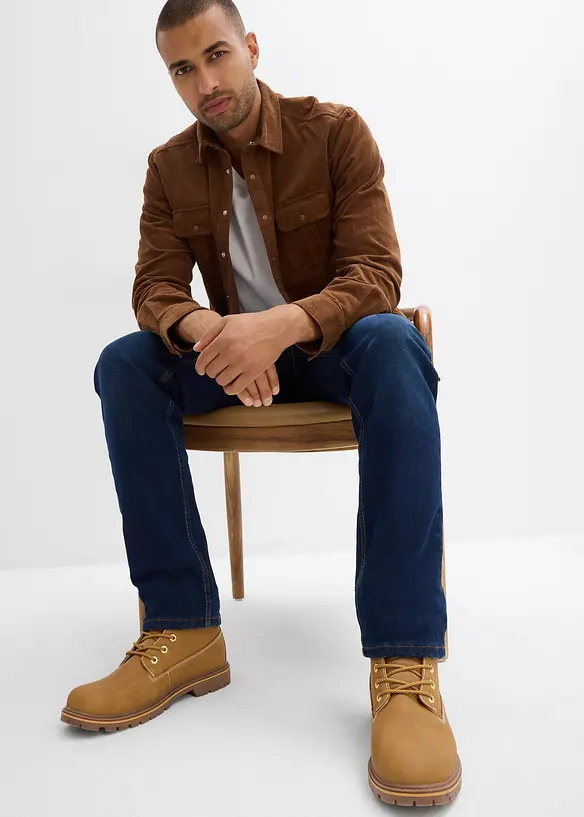 Jeans termici elasticizzati con fodera in jersey morbido e cinta comoda regular fit, straight, bonprix