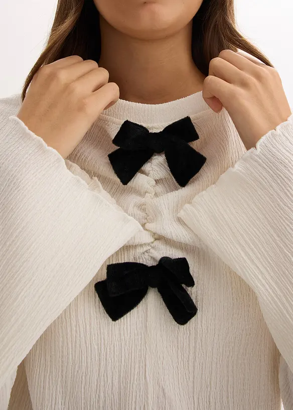 Maglia a maniche lunghe in crêpe operato, bonprix