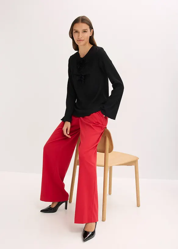 Maglia a maniche lunghe in crêpe operato, bonprix