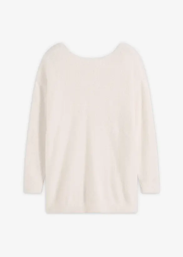 Maglione lungo in filato piumato morbido, bonprix