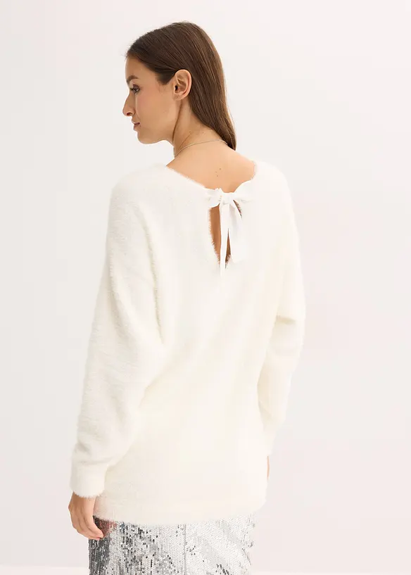 Maglione lungo in filato piumato morbido, bonprix