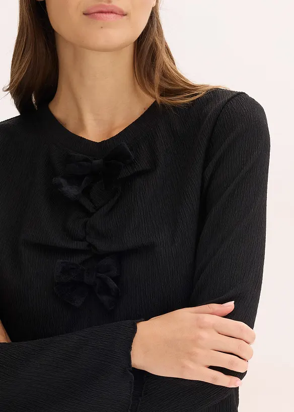 Maglia a maniche lunghe in crêpe operato, bonprix