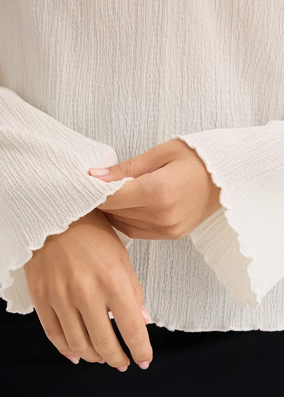 Maglia a maniche lunghe in crêpe operato, bonprix