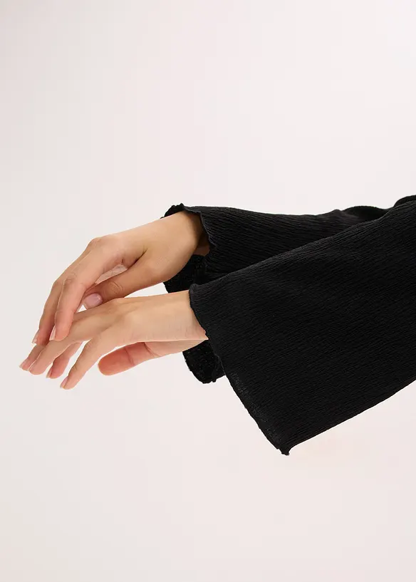 Maglia a maniche lunghe in crêpe operato, bonprix