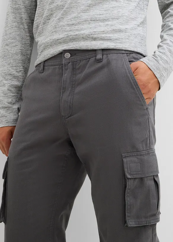 Pantaloni cargo termici con fodera in flanella e vestibilità comoda, straight, bonprix