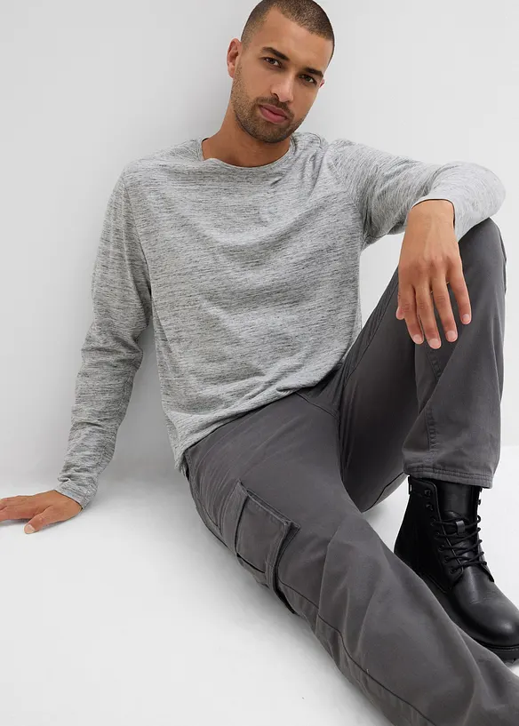 Pantaloni cargo termici con fodera in flanella e vestibilità comoda, straight, bonprix