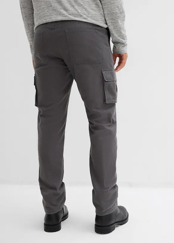 Pantaloni cargo termici con fodera in flanella e vestibilità comoda, straight, bonprix