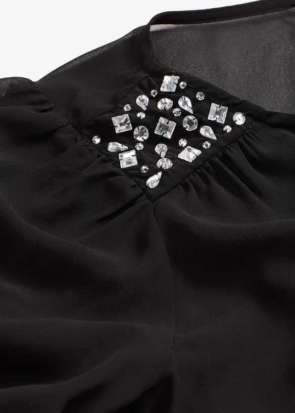 Blusa di chiffon con strass, bonprix