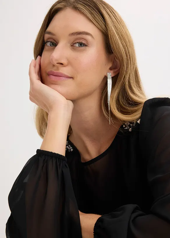 Blusa di chiffon con strass, bonprix