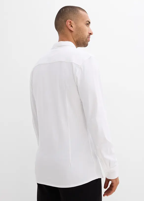 Camicia super elasticizzata in piquet di cotone, slim fit, bonprix