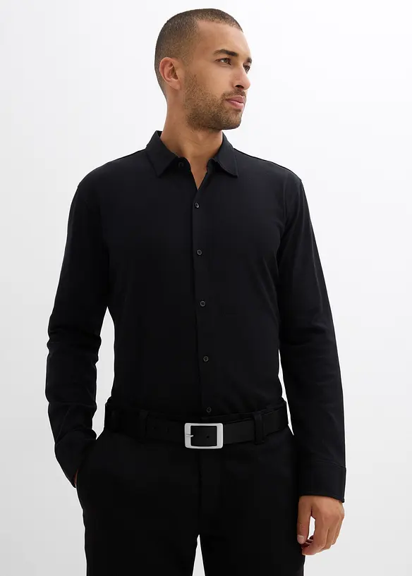 Camicia super elasticizzata in piquet di cotone, slim fit, bonprix