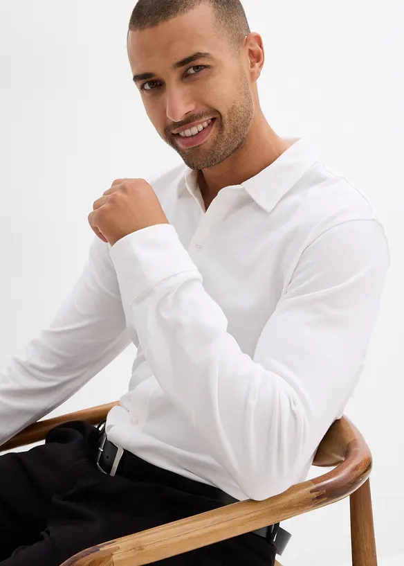 Camicia super elasticizzata in piquet di cotone, slim fit, bonprix