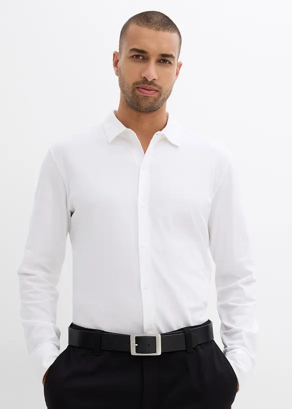 Camicia super elasticizzata in piquet di cotone, slim fit, bonprix