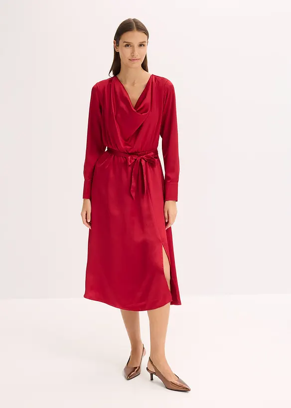 Abito midi in satin lucido, bonprix