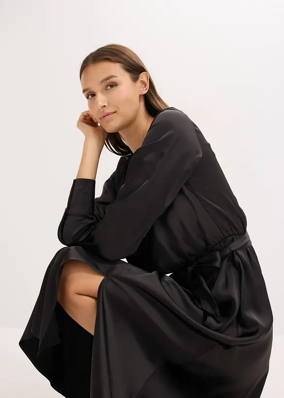 Abito midi in satin lucido, bonprix
