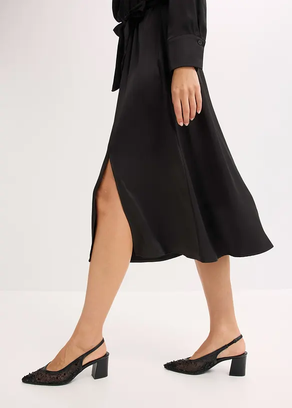 Abito midi in satin lucido, bonprix