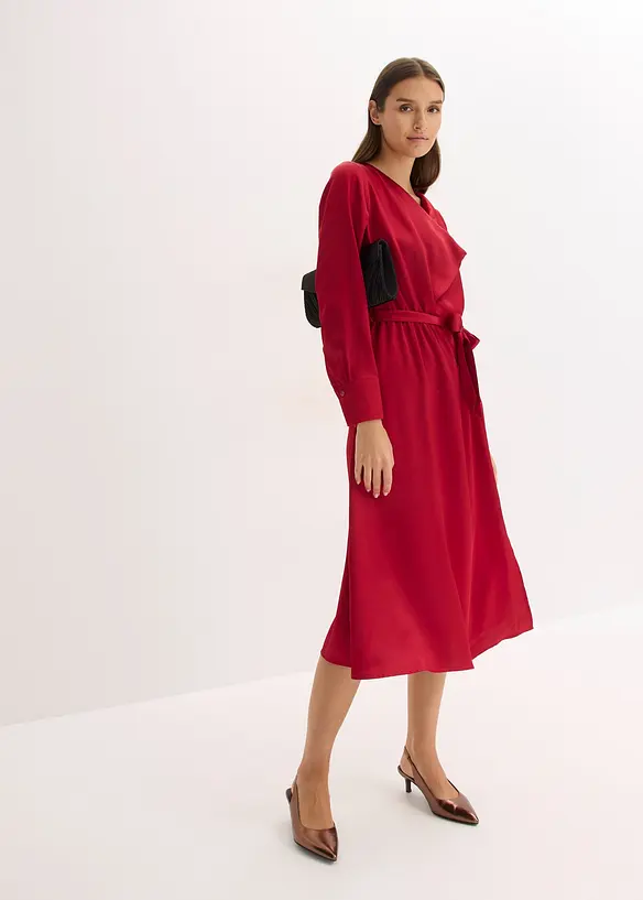 Abito midi in satin lucido, bonprix