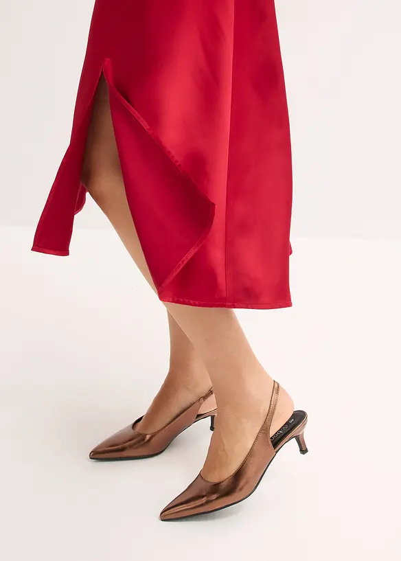 Abito midi in satin lucido, bonprix