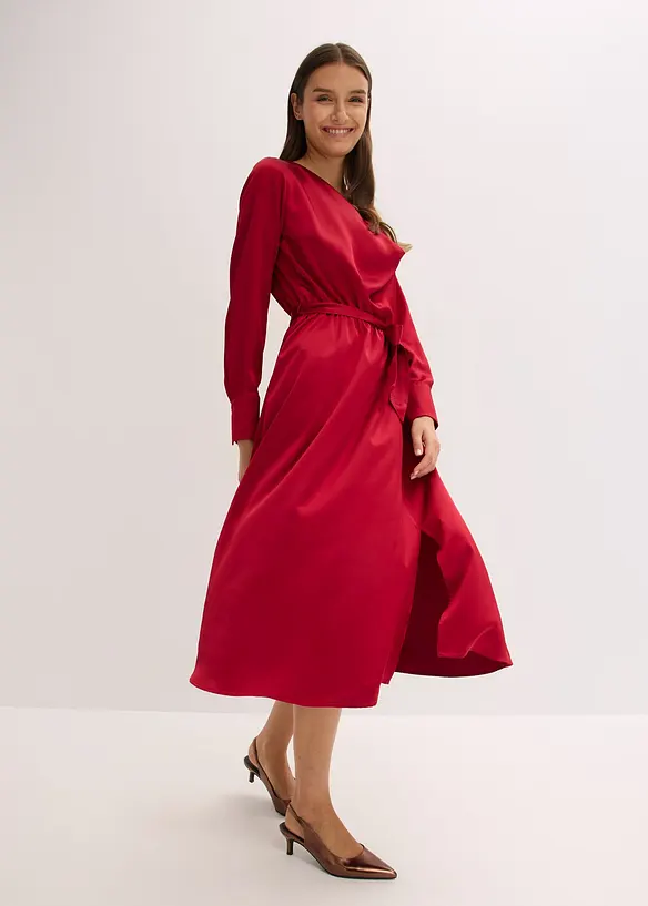 Abito midi in satin lucido, bonprix