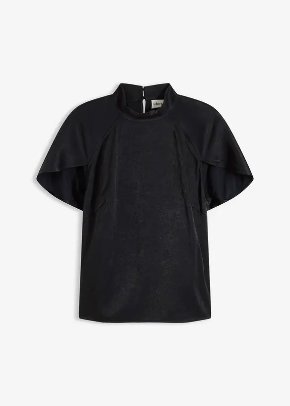 Blusa elegante a maniche corte in satin lucido, bonprix
