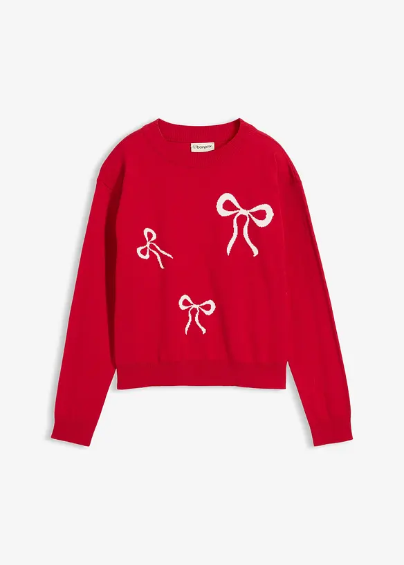 Maglione in filato fine con fiocchi, bonprix