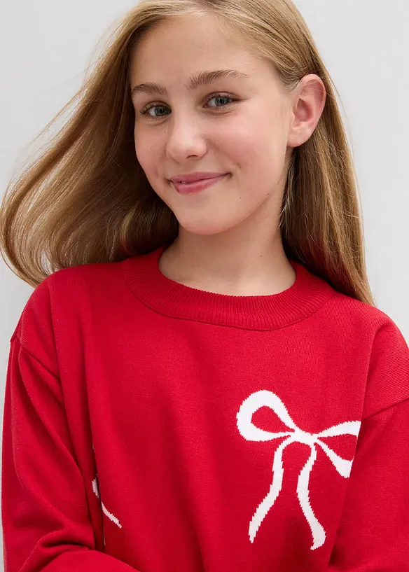 Maglione in filato fine con fiocchi, bonprix