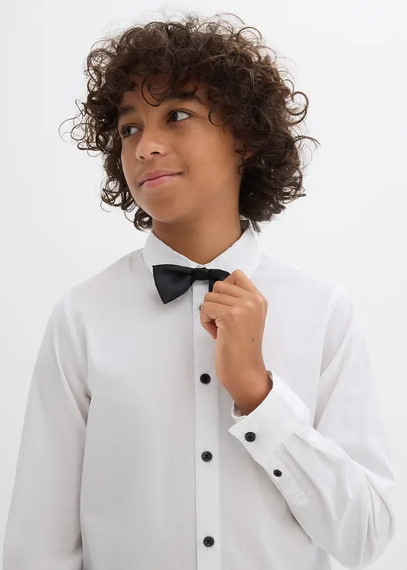 Camicia a maniche lunghe e papillon (set 2 pezzi), bonprix