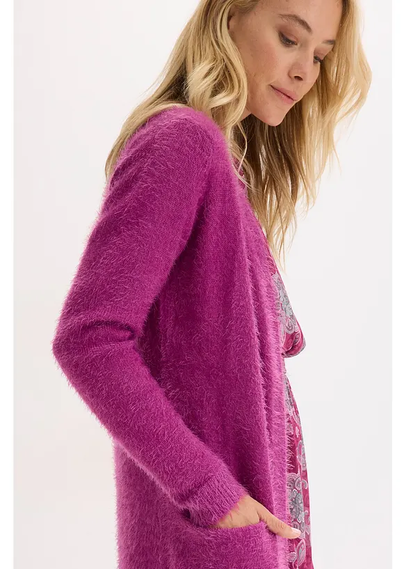 Cardigan lungo in filato peloso, bonprix