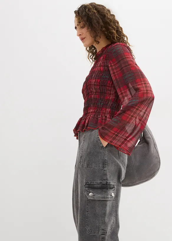 Jeans cargo a vita alta, bonprix