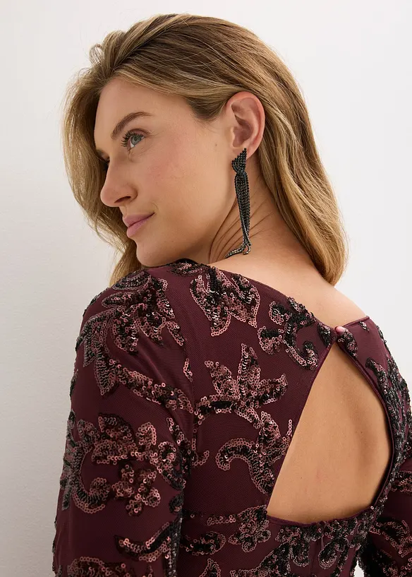 Abito con paillettes e scollatura sulla schiena, bonprix
