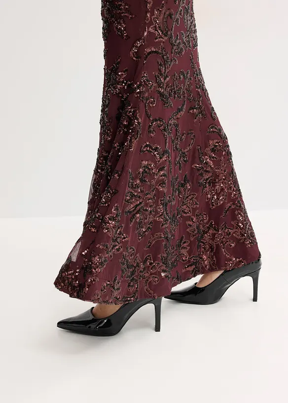 Abito con paillettes e scollatura sulla schiena, bonprix