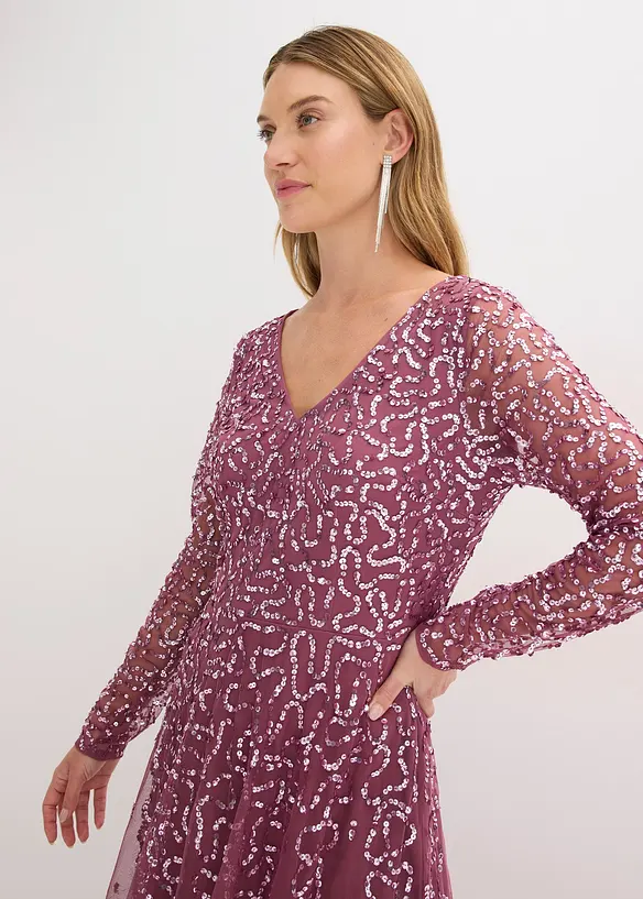 Abito lungo con paillettes, bonprix