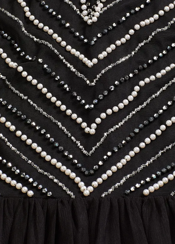 Abito lungo ricamato con perline, bonprix