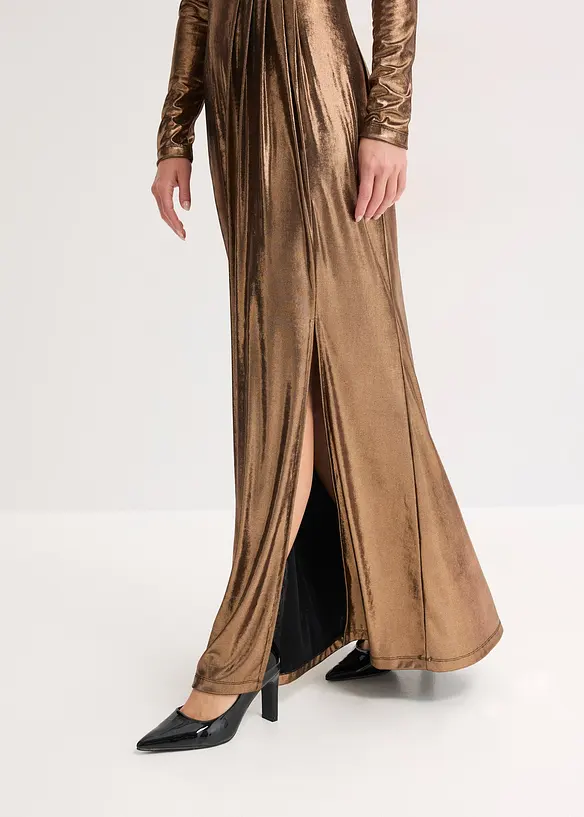 Abito lungo in fine jersey metallizzato, bonprix