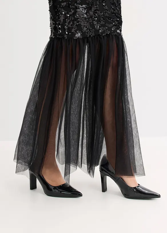 Abito in paillettes con volant, bonprix