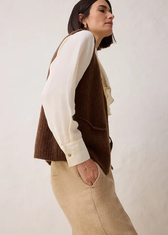 Pantaloni in misto lana con struttura a spina di pesce, bonprix