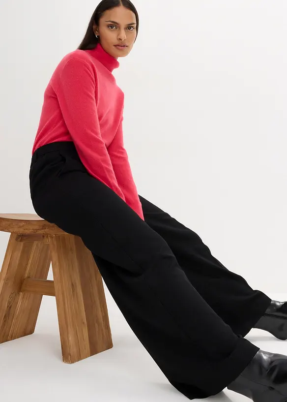 Pantaloni in misto lana con struttura a spina di pesce, bonprix