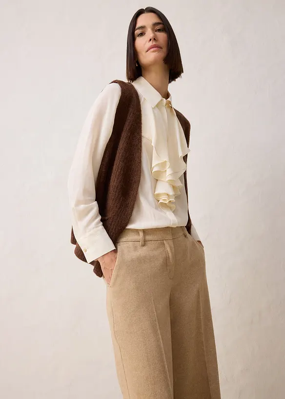 Pantaloni in misto lana con struttura a spina di pesce, bonprix