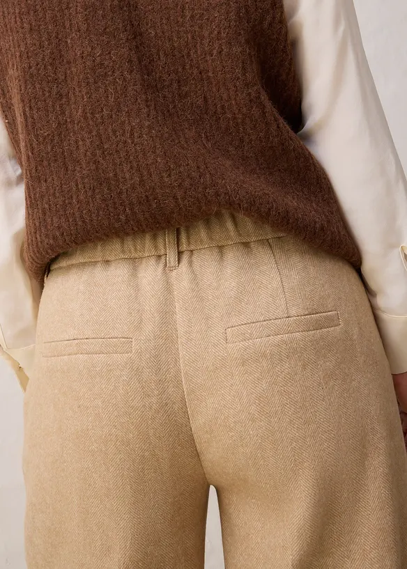 Pantaloni in misto lana con struttura a spina di pesce, bonprix