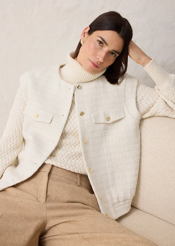 Blazer smanicato con percentuale di lana, bonprix