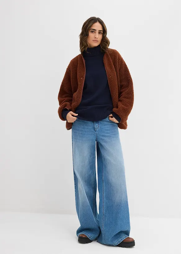 Maglione basic a collo alto in filato fine, bonprix