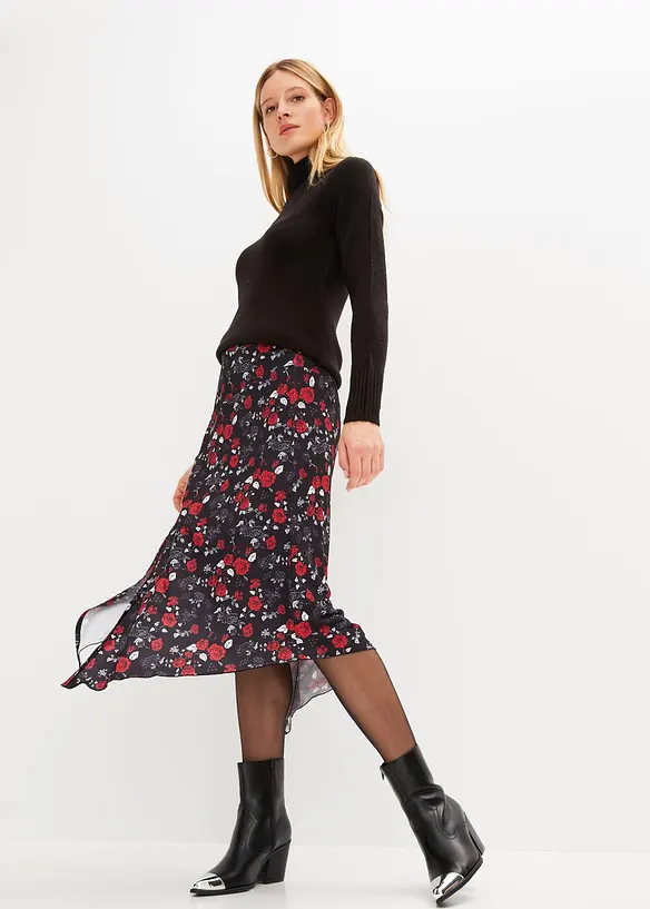 Maglione basic a collo alto in filato fine, bonprix