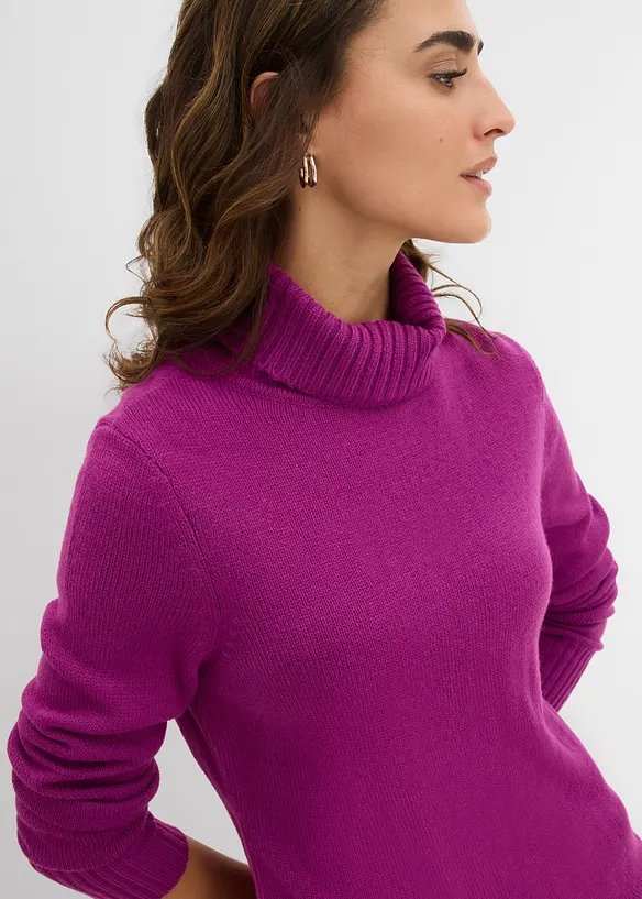 Maglione basic a collo alto in filato fine, bonprix