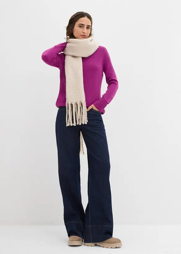 Maglione basic a collo alto in filato fine, bonprix