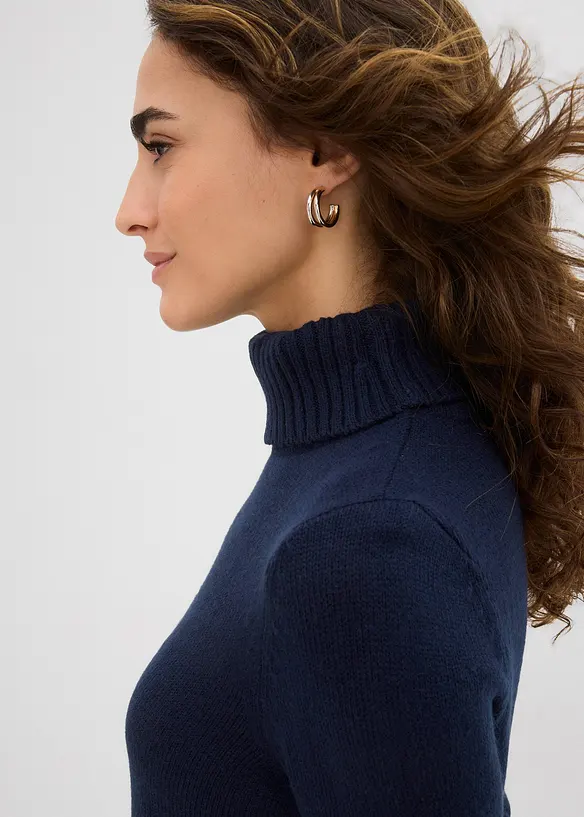 Maglione basic a collo alto in filato fine, bonprix