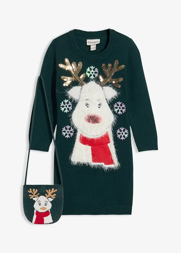 Abito in maglia e borsetta (set 2 pezzi), bonprix