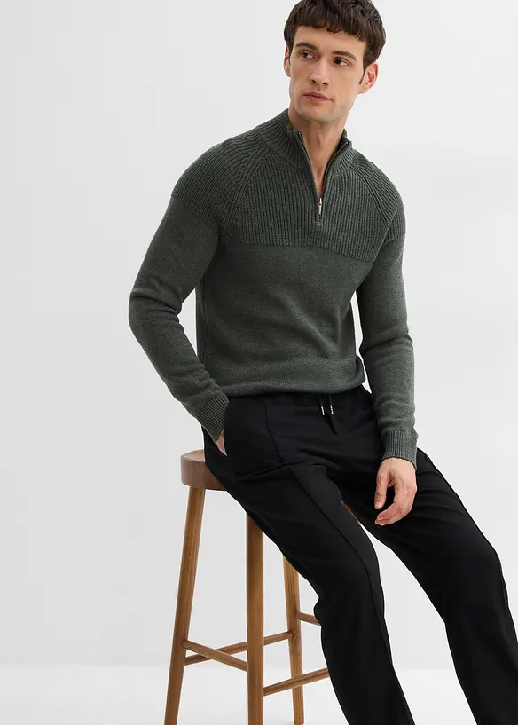 Pantaloni in simil lana con cinta comoda, regular fit, bonprix